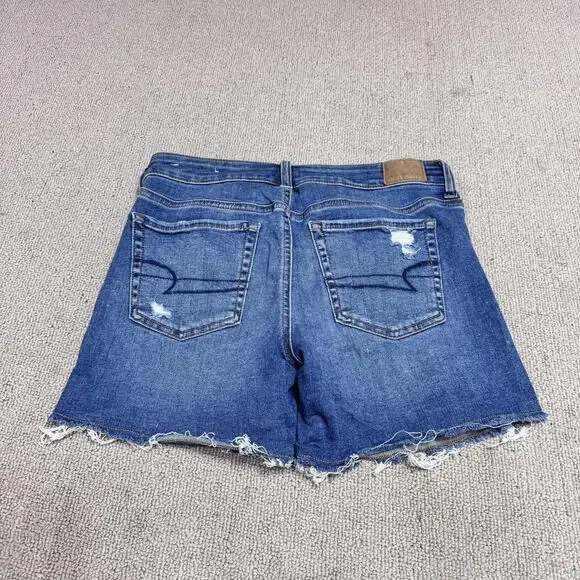 American Eagle Midi Shorts Blue Distressed Pockets Women’s Size 4 - Picture 8 of 11